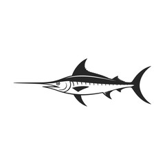 Obraz premium Elegant black silhouette of a marlin swimming gracefully through water