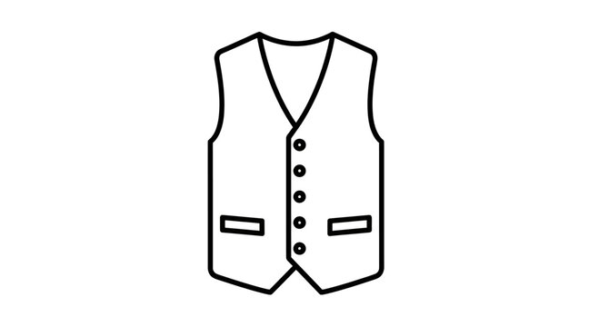 Simple line drawing of a formal waistcoat with buttons and pocket outlines