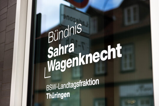 erfurt, thuringia, germany - 31 03 2026: a sign of the german buendnis sarah wagenknecht party