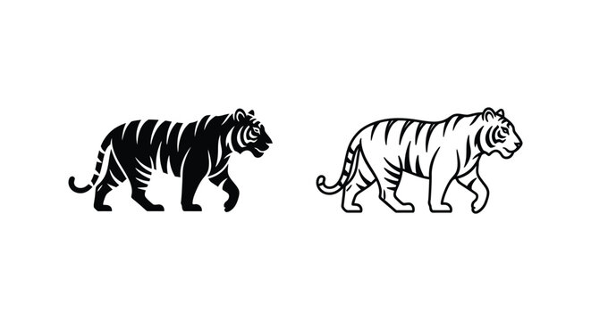 Tiger Cub Illustrations: Playful Stripes Art Vector