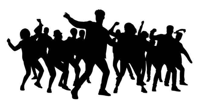 A group of people dancing together in unison isolated on transparent background, Vector