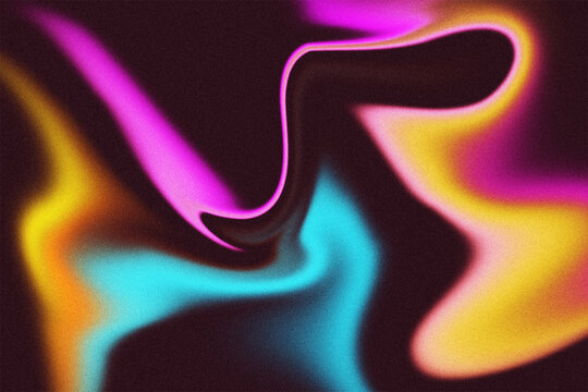 Neon purple and cyan glowing abstract background with light outline shapes