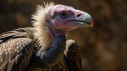 Fototapeta premium Close-Up Portrait of a Blue-Faced Bird with Spiky Neck Feathers Against a Dusky Natural Background