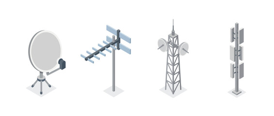 Obraz premium antenna flat color isometric vector