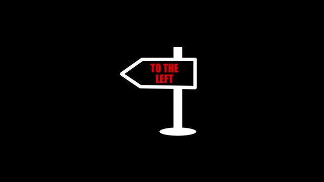 to the left road direction board animation.