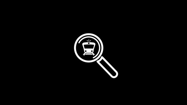 train searching icon animation. magnifier glass sign
