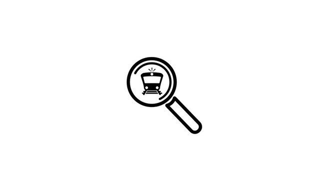 train searching icon animation. magnifier glass sign