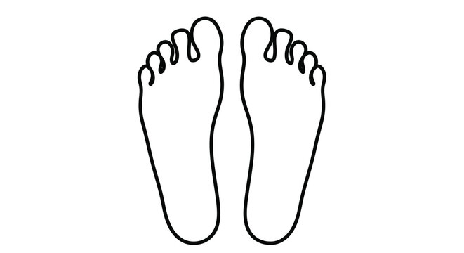 Simple line drawing depicting the soles of two human feet