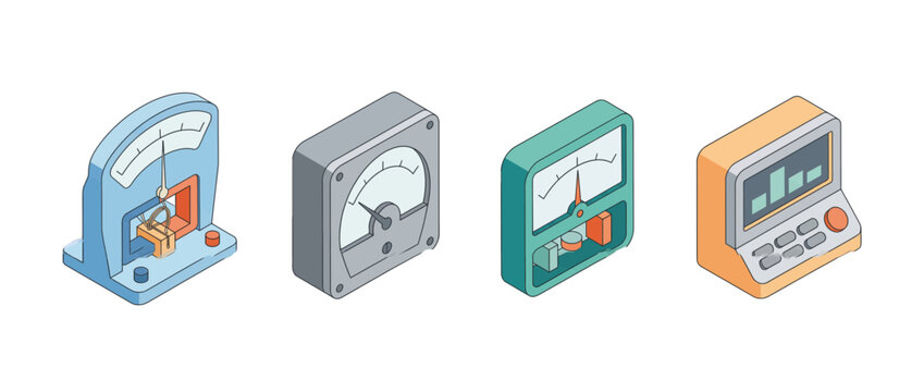 galvanometer flat color isometric vector