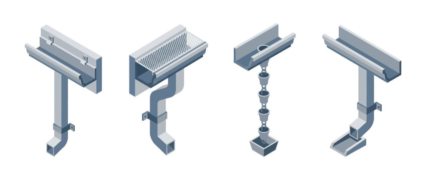 gutter flat color isometric vector