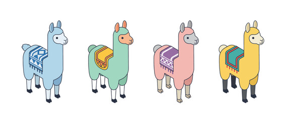 Fototapeta premium llama flat color isometric vector