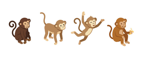 Fototapeta premium monkey flat color isometric vector