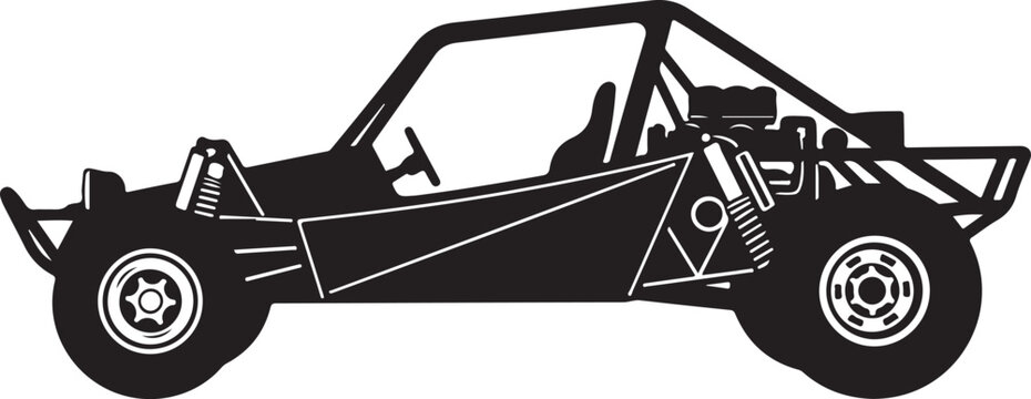 Black dune buggy, off-road vehicle, side view, vector illustration, automotive design