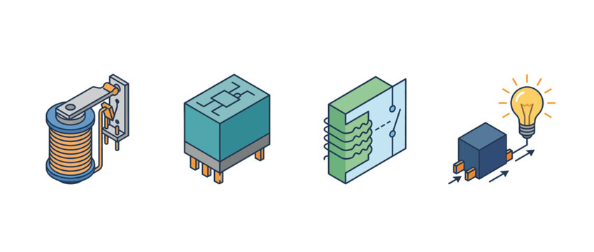 relay flat color isometric vector
