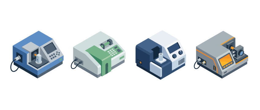 spectrometer flat color isometric vector