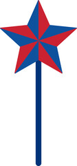 Obraz premium American 4th of July Star Wand Flat Vector Illustration. Patriotic Star Party Wand Clipart. USA Star Wand . Red White Blue Party Stick . Transparent background.