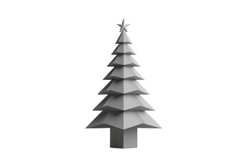 Fototapeta premium Low poly christmas tree with star standing on transparent background, minimal holiday season and winter concept