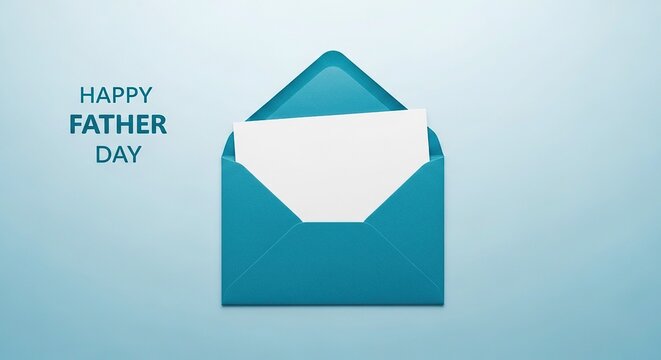 Happy father's day card illustration with open envelope and text