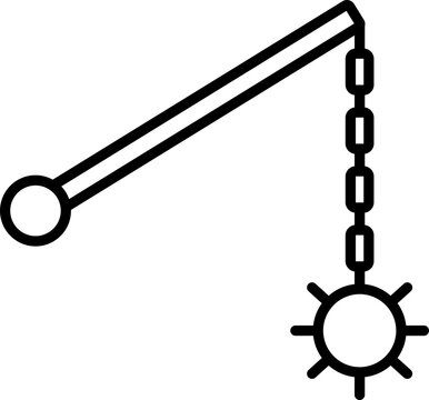 Flail Icon, Medieval Flail Weapon, Chain Flail Symbol