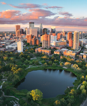 Sunset at Loring Park in Minneapolis, Minnesota