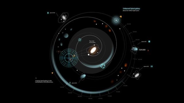 Galaxy and planets animation. Universe. 4K UHD.