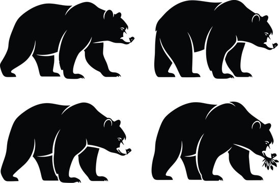 Four silhouetted bears a study in ursine forms and dynamic poses