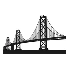 Fototapeta premium San Francisco Oakland Bay Bridge Black Silhouette Vector Illustration