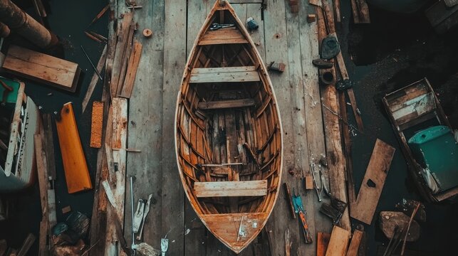 Wooden boat on wooden dock