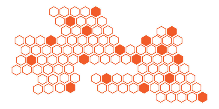 simple abstract orange color rendom honeycomb pattern polygon with orange and orange on a white background