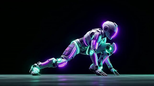 Futuristic robot in dynamic pose