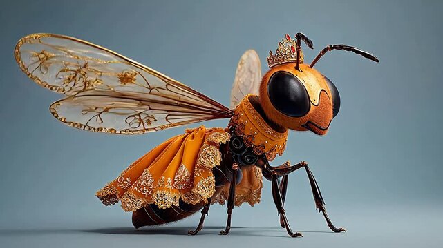 Bee in ornate dress and crown