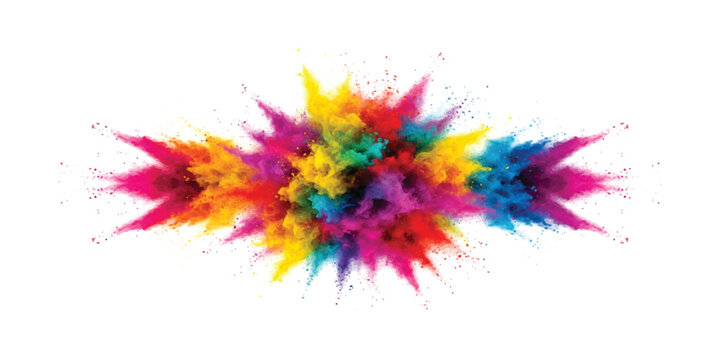vibrant multicolor paint splatter explosion isolated on transparent background