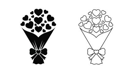Fototapeta premium Two black and white bouquets of hearts side by side
