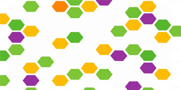 Abstract colorful geometric pattern of interconnected, six-sided shapes. Evoking feelings of connection, data, and modern design.