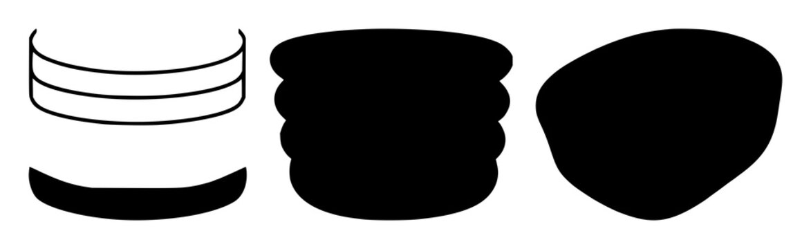 Dermatology skin layer icon set with solid black icon on white background featuring skin layers, medical symbols, illustration with vector and graphic design