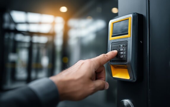 Hand Tapping on Electronic Access Reader for Entry
