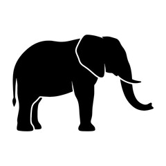 Fototapeta premium Elephant silhouette vector, black african elephant icon, wild animal profile graphic