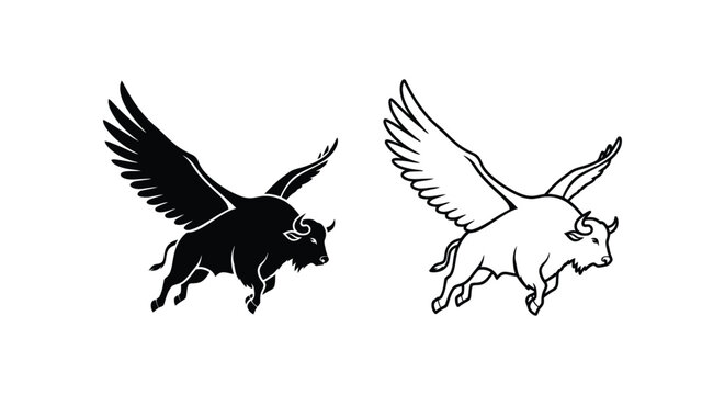 Mythical Creatures: Pegasus & Griffin Art Designs Vector