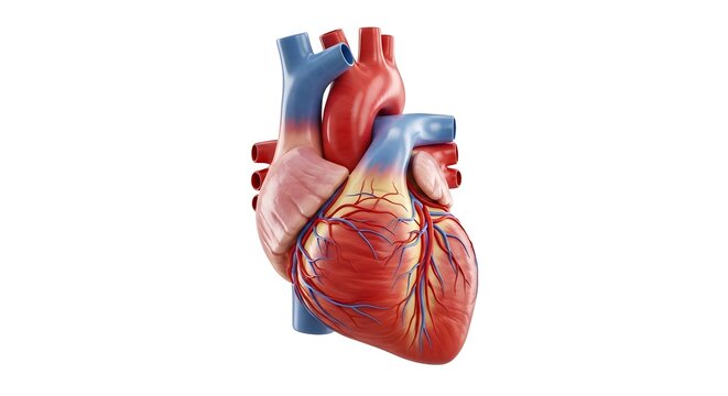 Human heart anatomy isolated on white background