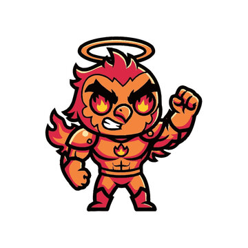 Cartoon devil character with red hair.