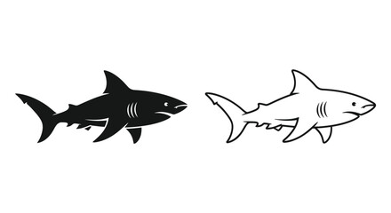 Fototapeta premium Shark Vector Designs Modern Black White Illustrations Vector