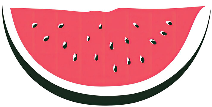 Simple, cartoon-style depiction of a slice of watermelon against a stark black background