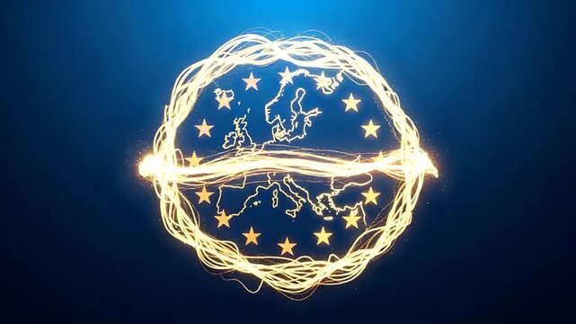 Glowing abstract representation of the european union map