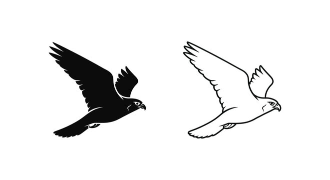 Black White Flying Birds Silhouettes Design Vector
