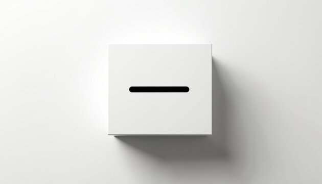 White ballot box with horizontal slot isolated on plain background. Represents voting, elections, and democratic processes. Minimalist design suggests privacy and civic duty in decision making.