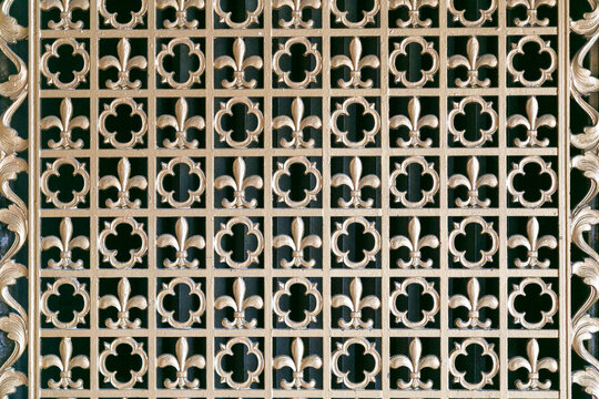 Metal ornamental grille pattern background