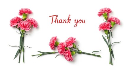 Fototapeta premium Elegant pink carnations arranged with a heartfelt thank you message
