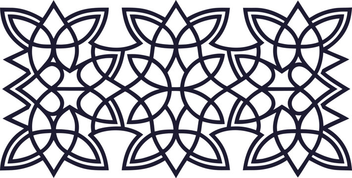 Intricate black and white moroccan islamic geometric pattern