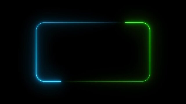 abstract glowing blue neon rectangle . 4k animated on black background Animation of glowing neon rectangles rectangle glowing neon frame .