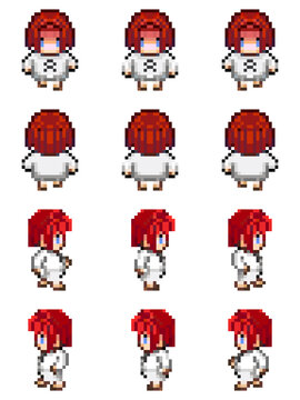 32x32 Pixel Art Character Female Spritesheet &ndash; 4 Frame Walk Cycles